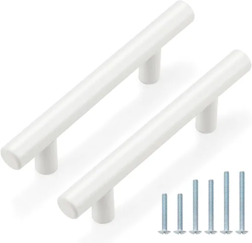 Vista 21 de Probrico Paquete de 5 tiradores de barra negra de centro a centro de 2-1/2 pulgadas, tiradores de cajón de 2 1/2 pulgadas, accesorios modernos