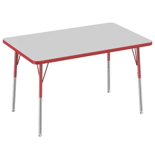 Vista 190 de FDP - Mesa rectangular para actividades escolares y de oficina (24 x 36 pulgadas), patas estándar con deslizadores giratorios, altura ajustable