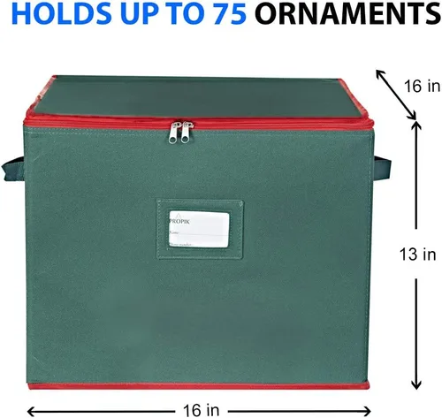 Vista 5 de ProPik - Caja de almacenamiento para adornos navideños, con capacidad para 75 esferas, dividida en 3 bandejas con divisores para organizar, hecha