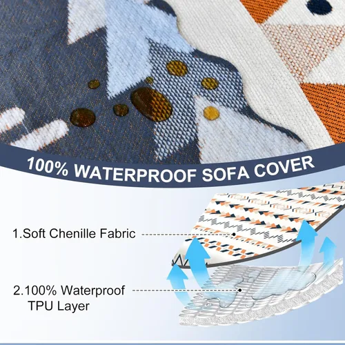 Vista 4 de Fundas de Sofá Seccional para Sofá Seccional 100% Impermeable Funda de Sofá en Forma de L Manta Amigable para Perros y Mascotas 2 piezas de Chenille