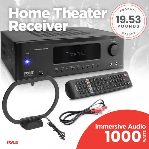 Vista 3 de Pyle Amplificador Estéreo Bluetooth Hi-Fi de 7.1 Canales - Amplificador AV de Teatro en Casa de 2000 Vatios para Altavoces Subwoofer con Receptor