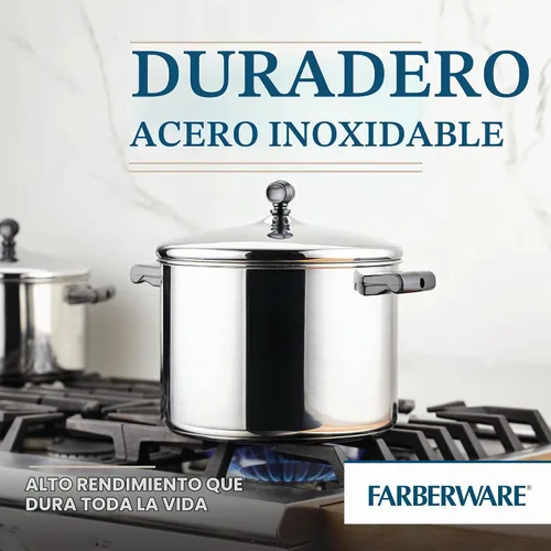 Vista 7 de Farberware Olla clásica de acero inoxidable de 8 cuartos con tapa, olla de acero inoxidable con tapa, color plateado