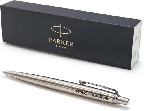 Bolígrafo personalizado Parker Jotter SS + caja de regalo | Grabado con láser, borde cromado