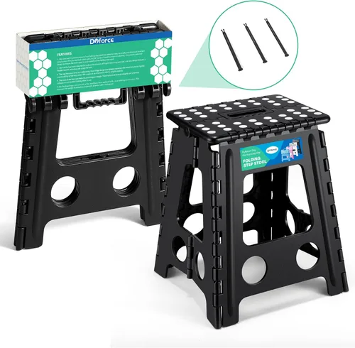 Vista 41 de Dyforce Taburete plegable de 9 pulgadas, taburete para niños, taburetes resistentes para adultos, taburetes de pie compactos, taburetes ligeros