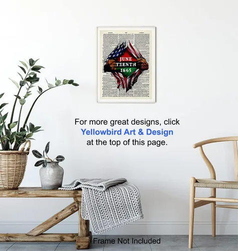 Vista 6 de Juneteenth Flag Wall Art - Black Power Poster 8x10 - Black Pride Art - African American Wall Decor for Men - Afro American Flag Culture - BLM