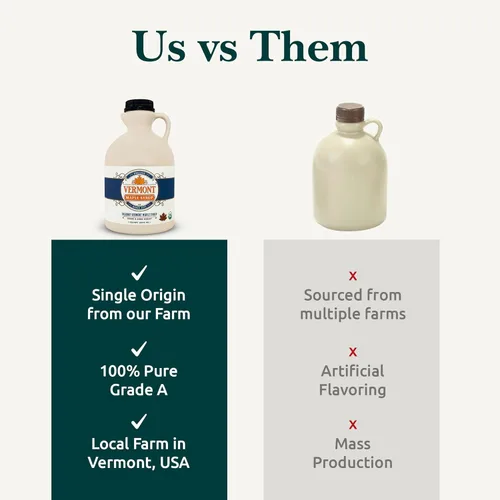 Vista 4 de Jarabe de arce Vermont - 64 oz Grado A, jarabe de arce orgánico oscuro y robusto - 100% puro y auténtico jarabe de arce para panqueques, gofres