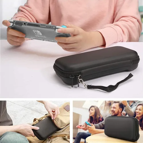 Vista 9 de HEYSTOP Switch Lite - Funda con protector de pantalla HD 8 tarjetas de juego tapas de agarre para el pulgar funda protectora para Nintendo Switch