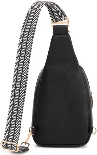 Vista 7 de WSRYDLDJ - Bolso bandolera pequeño de cuero para mujer, Negro Bo