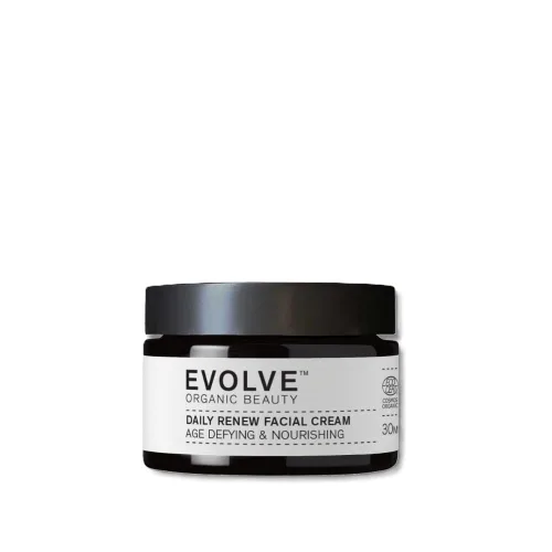 Evolve Organic Beauty - Crema facial natural Daily Renew | Lote pequeño, belleza vegana limpia (1 oz | 30 mL) El embalaje puede variar