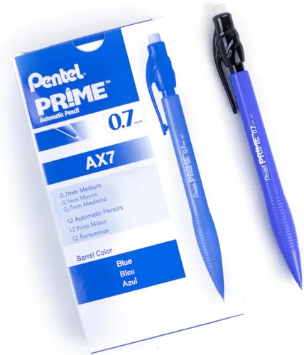 Vista 4 de Pentel Prime - Portaminas de 0.028 in, caja transparente de 12 barriles surtidos (AX7PC12M), color negro