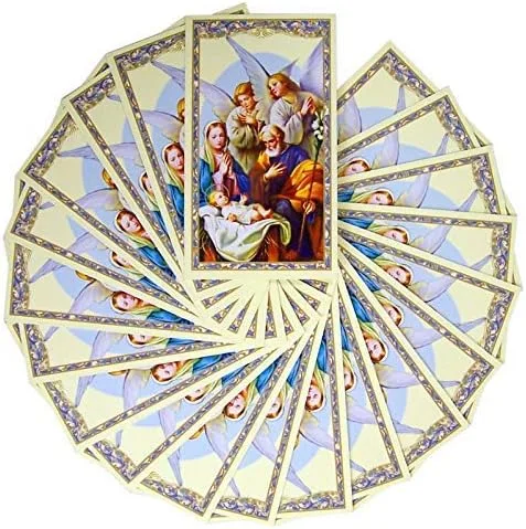 Tarjeta de oración sagrada de Navidad y ángel guardián, 4 1/8 pulgadas, paquete de 20