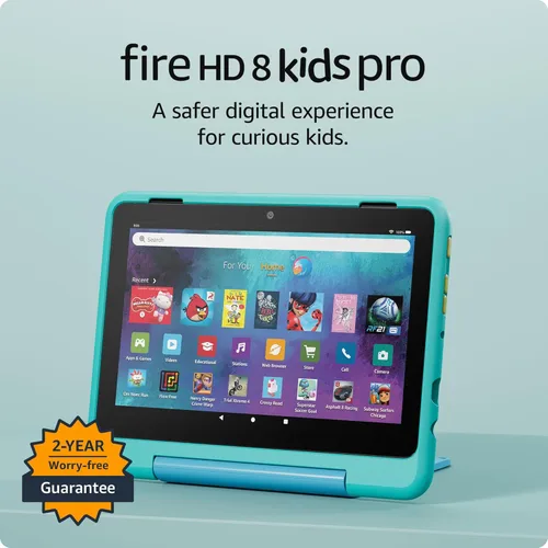 Tablet Amazon Fire HD 8 Kids Pro (últ. modelo), 6-12 años. Pantalla HD de 8″, contenido sin publicidad, control parental, batería para 13 horas,
