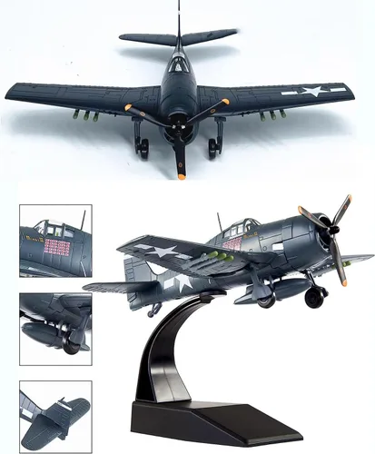 Vista 2 de Fighter Jet Modelo 1/72 Escala US F6F Hellcat Modelo de avión fundido a presión Modelo de avión Modelo de avión Modelo de Avión para Colección
