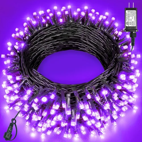 Vista 50 de Tira de luces LED de Navidad de 40 pies con 120 luces LED para exteriores, impermeables, 8 modos, cadena de alambre verde, luces parpadeantes