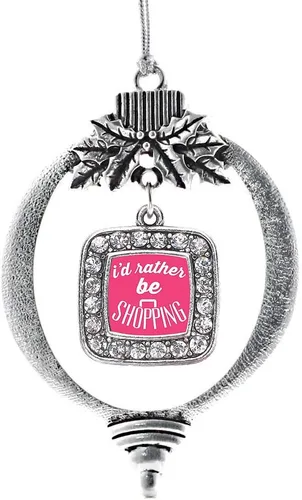 Vista 217 de Inspired Silver - Adorno de flor de iris - Adornos navideños con dije cuadrado de plata con joyas de circonita cúbica