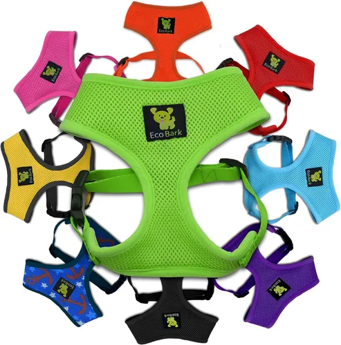 Vista 25 de EcoBark Arnés para perro - Arnés de máxima comodidad ecológico - Lujoso chaleco de malla suave - Arnés sobre la cabeza sin tirones ni