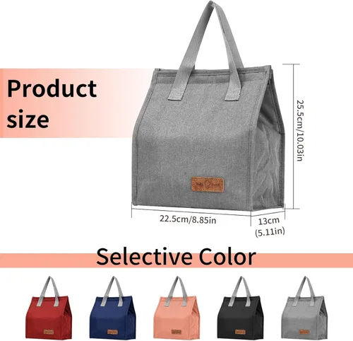 Vista 2 de Bolsa de almuerzo aislada, bolsa de lonchera, bolsa de almuerzo reutilizable, bolsa de almuerzo aislada para mujeres, hombres, trabajo, oficina