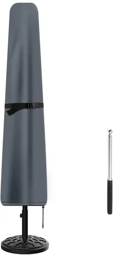 Vista 8 de Cubierta para sombrilla de patio, fundas impermeables para sombrilla de 7 a 9 pies, para exteriores, con varilla de empuje, beige
