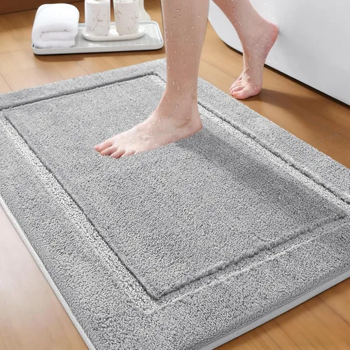 Vista 12 de Alfombras de baño de 24 x 17 pulgadas, microfibra extra suave y absorbente, parte trasera antideslizante, secado rápido, lavable a máquina, tapetes