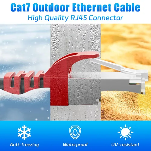 Vista 4 de Soibke Cable Ethernet Cat 7 de 10 pies, para exteriores e interiores, SFTP Cat 7, cable Ethernet triple blindado, red, Internet, cables LAN