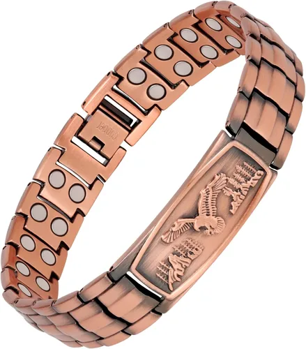 Jecanori Pulsera de cobre puro para hombres, pulseras magnéticas de fuerza 2X para hombres, regalo ideal