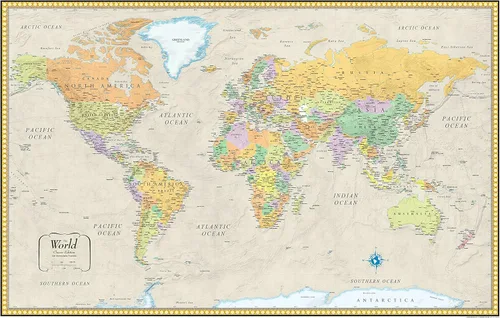 Vista 2 de Set de mapas de Estados Unidos y planisferio para pared Rand McNally.