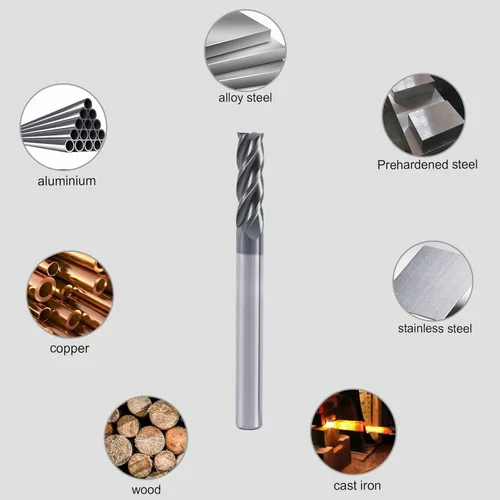 Vista 4 de ISB 1/2'' Fresa de extremo cuadrado de carburo, 4 ranuras, molino de carburo de micrograno para aceros de aleación/aceros endurecidos, 1 pieza