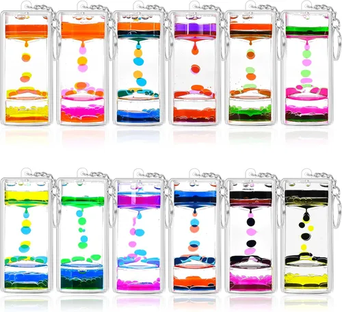Set de Llaveros Temporizadores de Líquido Dinámico OCTTN, Llavero Burbujeador de Movimiento Colorido, Llaveros de Arena de Tiempo Líquido
