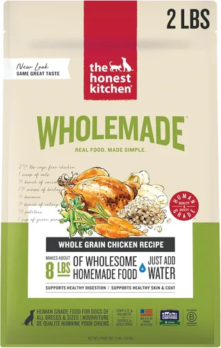 Vista 18 de The Honest Kitchen Human Grade Wholemade™ Alimento deshidratado para perros de carne de res y avena integrales, 1.5 onzas x10
