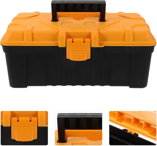 Vista 7 de Sewroro Lockable Plastic Tool Box Organizer Portable Multifunctional Tool Storage Case for Travel Camping Sturdy Construction with Reliable Locking