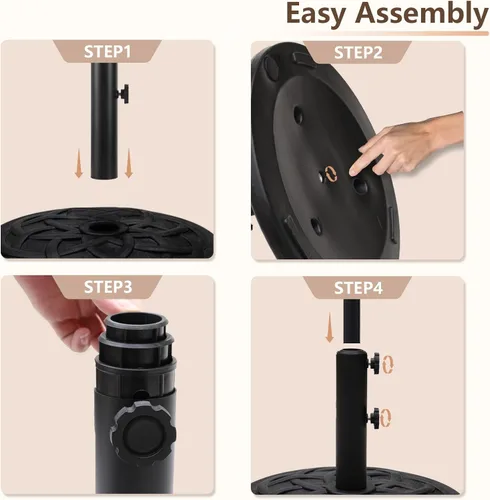 Vista 5 de C-Hopetree Base redonda resistente de 26 libras para sombrilla de mesa de mercado de patio al aire libre, color negro