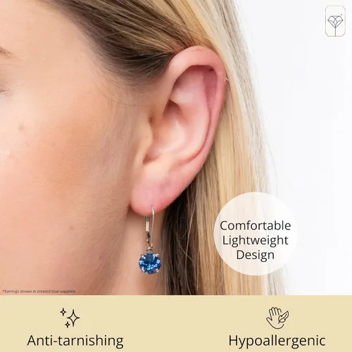 Vista 4 de Tienda Collection 925 Sterling Silver 8mm Round Birthstone Earrings for Women with Leverbacks