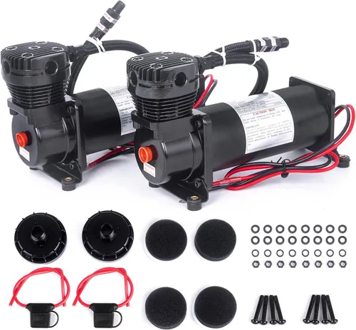 Vista 9 de 200PSI 1/4 NPT Bocina de Tren de Aire de Alta Resistencia/Compresor de Suspensión de Aire para Tren/Camión/Coche 12V PLATA