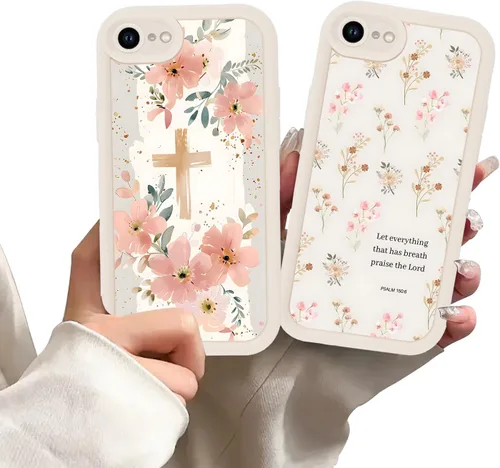 Vista 67 de Paquete de 2 fundas protectoras para iPhone 8 Plus/7 Plus de 5.5 pulgadas con collage de versículos bíblicos de Jesús para mujeres y niñas, diseño