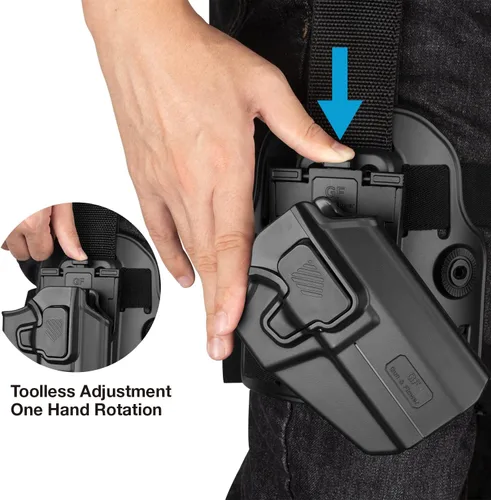 Vista 4 de Estuche táctico universal para pierna, corte óptico, compatible con la mayoría de las pistolas, funda de muslo para Glock 17 19 19X 43X 26, Beretta