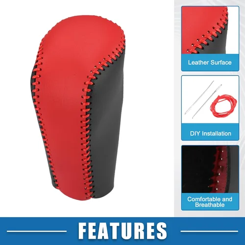 Vista 4 de Pomo de cambio de marchas, palanca de cambio automática para Mazda CX-5 2017-2021, piel sintética, color rojo