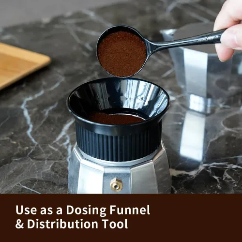 Vista 7 de watchget Embudo Dosificador para Olla de Moka - Anillo Dosificador de Espresso de 60mm, Receptor de Polvo de Plástico y Herramienta de Distribución