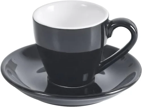 Taza de café espresso de porcelana ionEgg con platillo, taza de café expreso, 80ml/2.7Oz, negro..