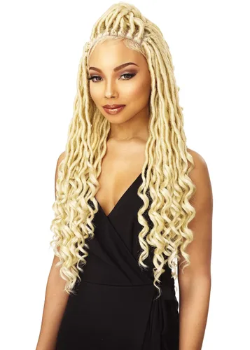 Vista 2 de Sensationnel Cloud9 - Peluca trenzada de 4 x 4 pulgadas, peluca trenzada de encaje suizo atada a mano con gran área de separación (2 marrón oscuro)