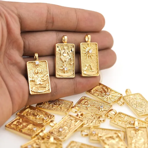 Vista 4 de Encantos para hacer joyas con tarjetas de tarot, exquisito collar de sol, dije de luna, suministros para hacer joyas de bricolaje