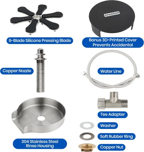 Vista 8 de ShanSon Glass Rinser for Sink– 9-Jet High Pressure Cup Washer with Stainless Steel & Copper Construction, Universal Cup Cleaner for Wine Glasses