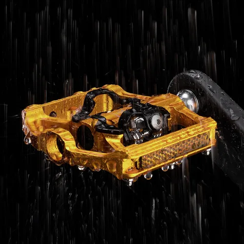 Vista 6 de Pedales de bicicleta de montaña con reflector, pedales de plataforma de doble función y sin clip, pedal de bicicleta de 9/16 pulgadas compatible