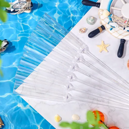 Vista 4 de SiliFine 12 copas flotantes de champán de 6 onzas para piscina, copas de vino flotantes de acrílico, copas de cóctel con tallo largo para verano