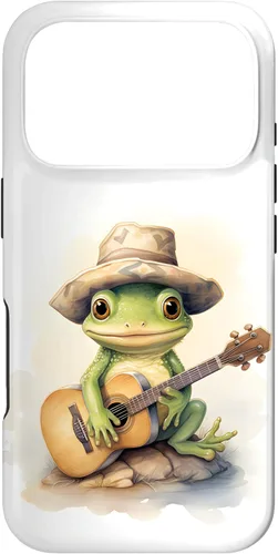 Vista 30 de Cute Little Green Frog Playing Guitar Case for iPhone 16