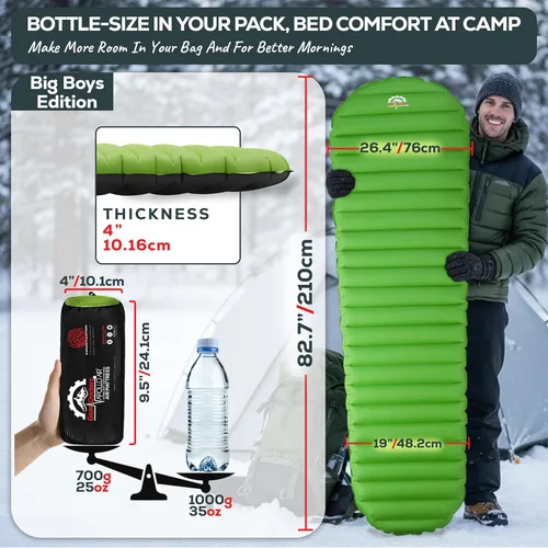 Vista 2 de Gear Doctors ApolloAir 5.2 R-Value [683g] Colchoneta inflable ultraligera aislada para acampar — Colchoneta para mochilero — Colchón de aire