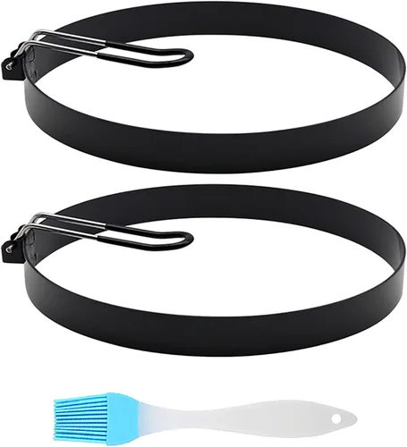 Vista 7 de Anillo de tortilla de acero inoxidable – 2 anillos de cocina antiadherentes de 8 pies para panqueques, tortillas, sándwich (grande)