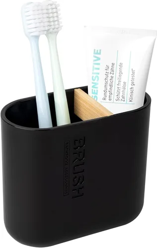 Vista 8 de Portacepillos de dientes de bambú, soporte para cepillo de dientes eléctrico, organizador de almacenamiento para baño de encimera para pasta
