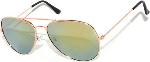 Vista 5 de Aviator - Lentes de sol con montura de color dorado espejado, azul, verde, rojo, amarillo, 12 pares OWL ., Amarillo