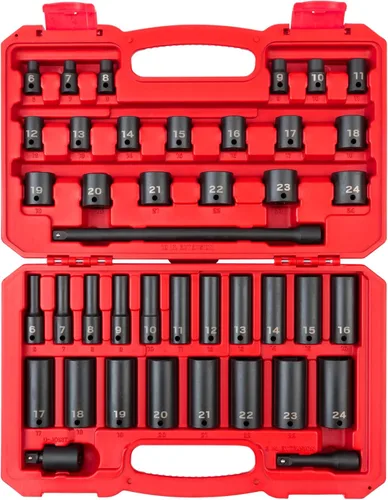 Vista 13 de TEKTON Juego de llaves de impacto de 6 puntos con accionamiento de 3/8 pulgadas, 15 piezas (1/4-1 pulg.) - Estuche SID91300