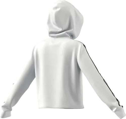 Vista 4 de adidas Essentials - Sudadera corta con capucha de 3 rayas para mujer, Blanconegro